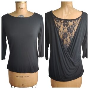 Colette Black Lace Back Women's Top, Medium